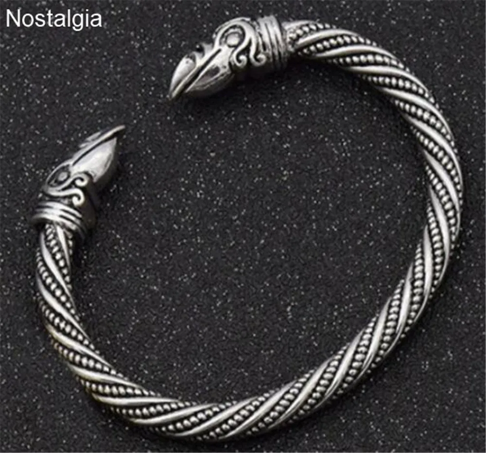 Ностальгия викингос один Ворон головки Pulseira викингов ювелирные изделия мужские