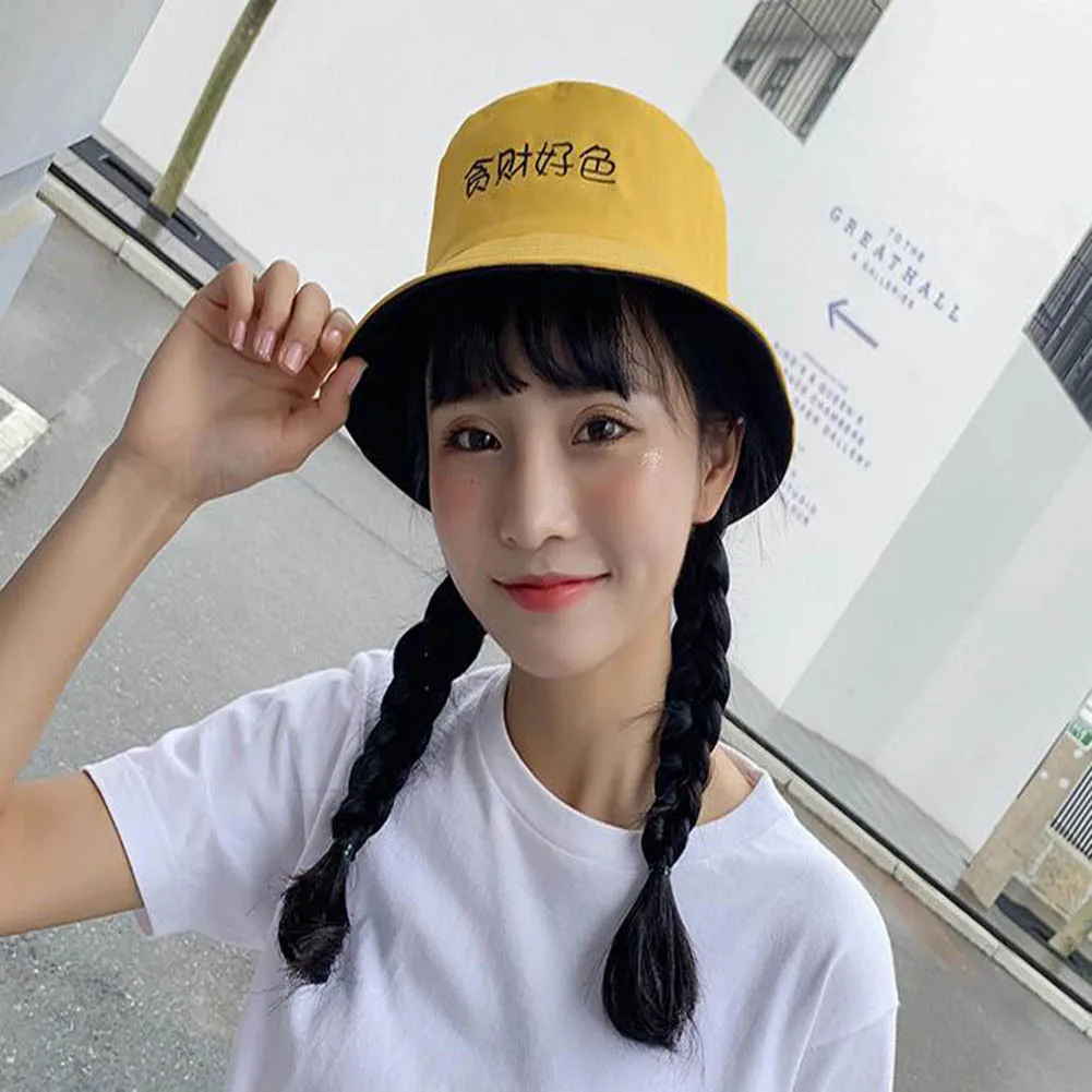 Панама с двусторонней вышивкой для мужчин и женщин шляпа рыбака креативная