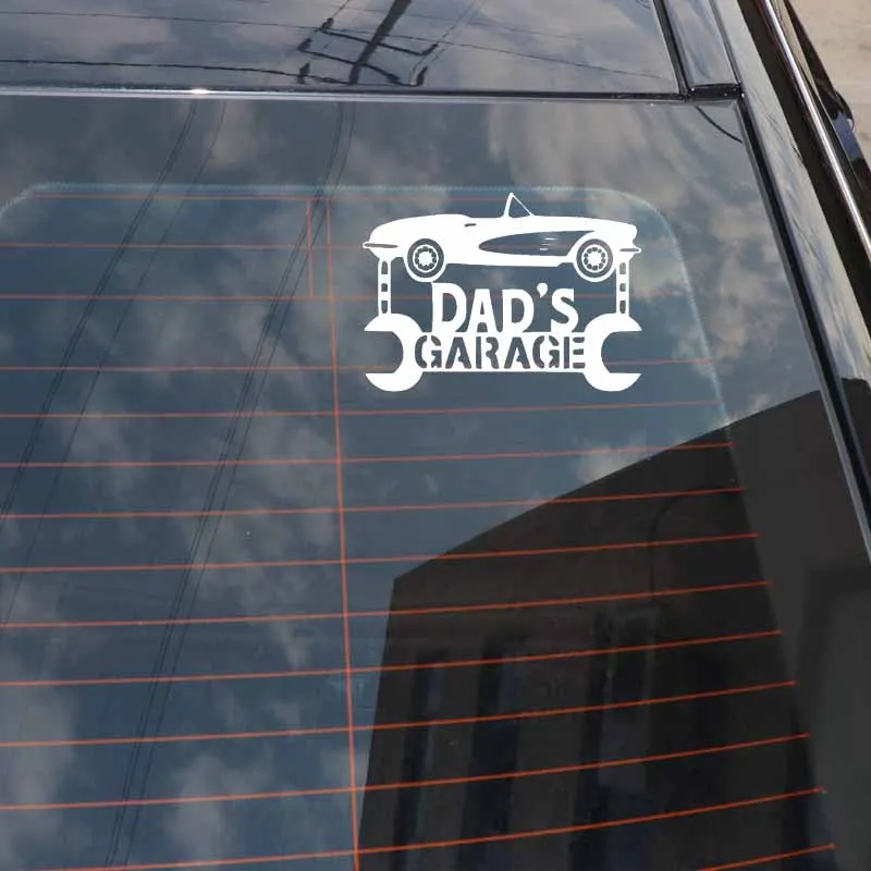 

YJZT 16CM*11.5CM Fashion Reflective Dads Garagels Vinyl Graphical Car Sticker Decal Black Silver C11-2155