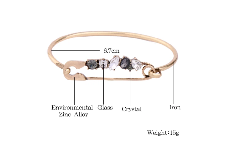 Персонализированные Стекло инкрустация Булавки браслет для Для женщин античное