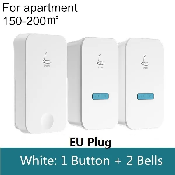 EU Plug 1 plus 2 Горячая Распродажа G4 автономный Мощный водонепроницаемый беспроводной дверной звонок без батареи 36 колокольчик большой дальности дверной звонок EU/US/UK вилка 1 Кнопка 1/2 приемник - Цвет: EU Plug 1 plus 2