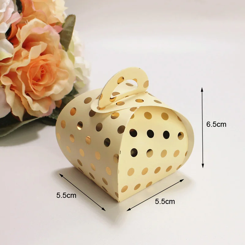 only paper box 50 шт. подарочная коробка в Золотой горошек, бумага с фламинго, коробки для конфет, горячая штамповка, Свадебная коробка для подарков, шоколадная праздничная подарочная упаковка на день рождения - Цвет: only paper box