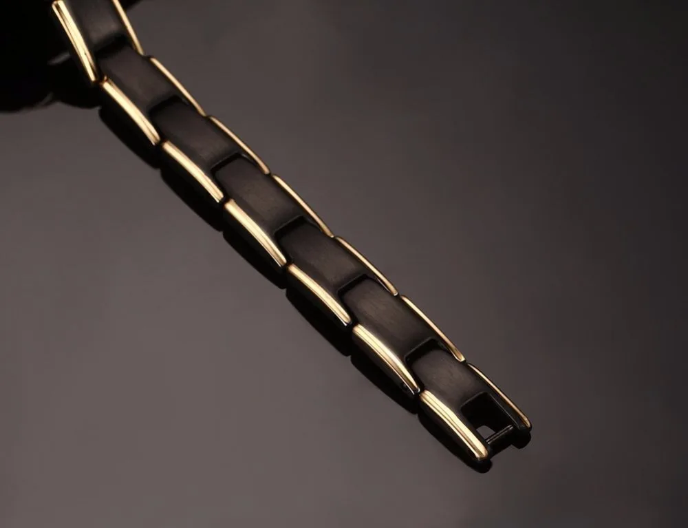 Hottime 4 in 1 Magnetic New Fashion Lovers' Jewelry Black Gold Titanium Steel Bracelet For Women And Men Never Fade Top-Quality