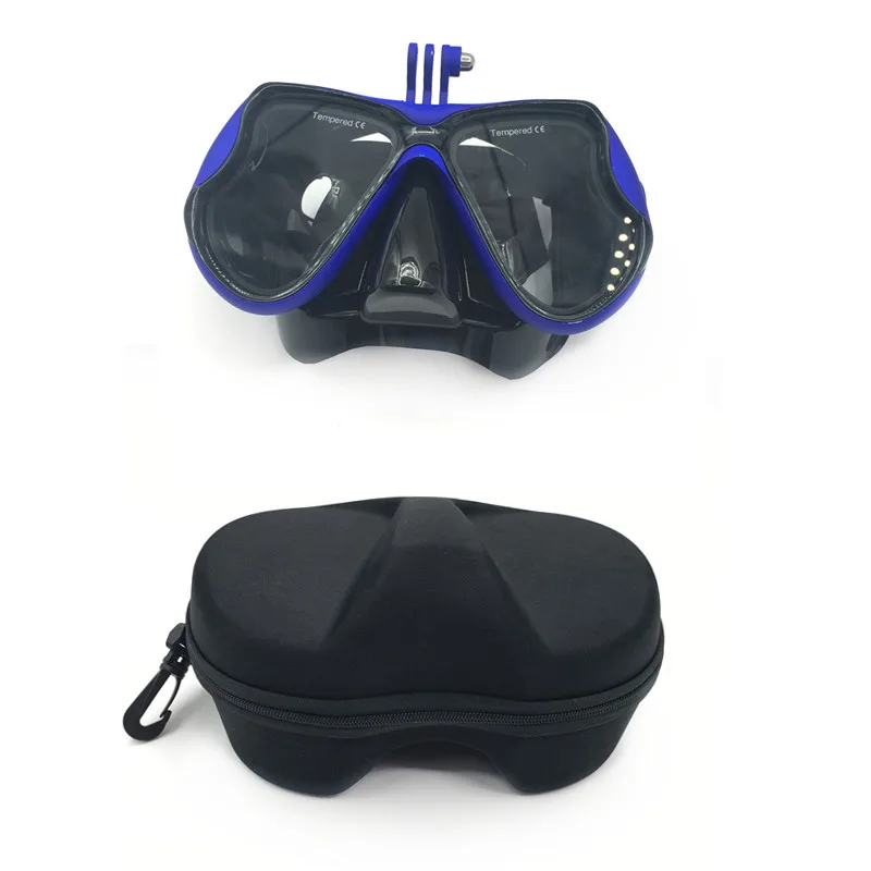 Blue with box Новая Подводная маска для подводного плавания против тумана, набор для подводного плавания, респираторные маски, безопасные и водонепроницаемые для Gopro аксессуары - Цвет: Blue with box
