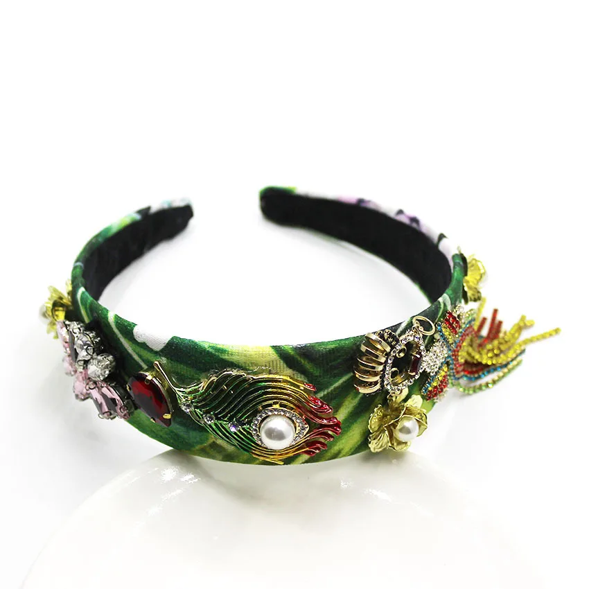 Fashion Vintage Wide Baroque Headband Crystal Mermaid Queen Crown Wedding Headpieces Head Jewelry Women Accessories Headdress | Украшения и