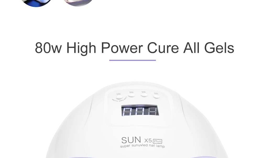 80 Вт SUN 5X Plus УФ светодиодный светильник для ногтей, Сушилка для ногтей, лампа для маникюра, гель-светильник, сушильные лампы для всех видов гель-лака