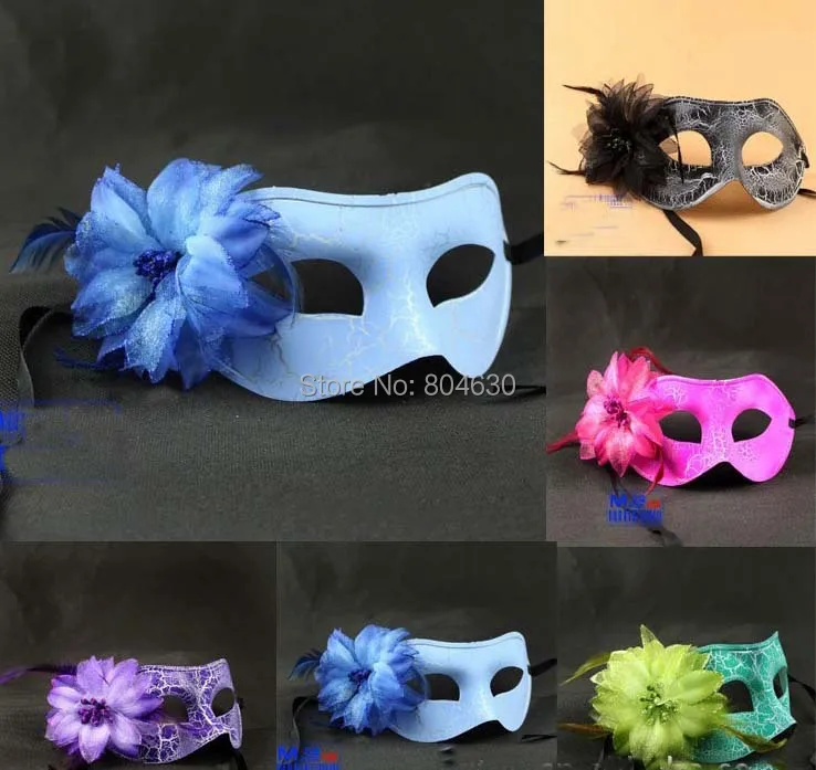 Анти-трещины маскарадные маски цветок перо в сторону карнавал марди гра хэллоуин