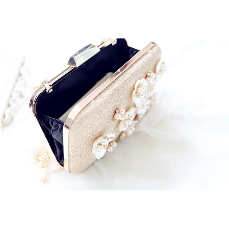 Цветочная вечерняя сумочка в виде жемчужины золотые клатчи на каждый день