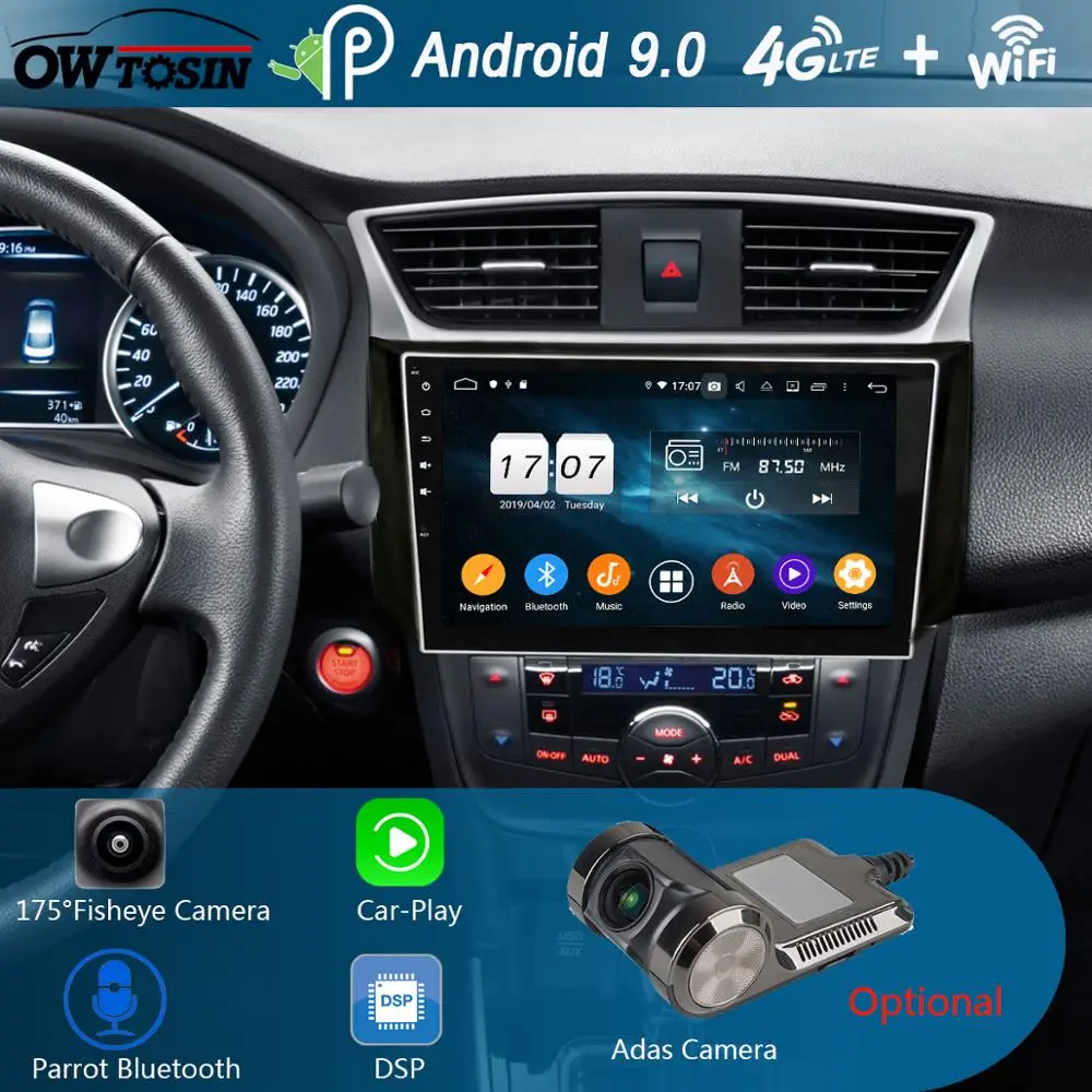 Автомобильный мультимедийный плеер IPS Android 10 1 8 ядер 4 Гб + 64 ГБ GPS для Nissan Sylphy 9 0-2012 |