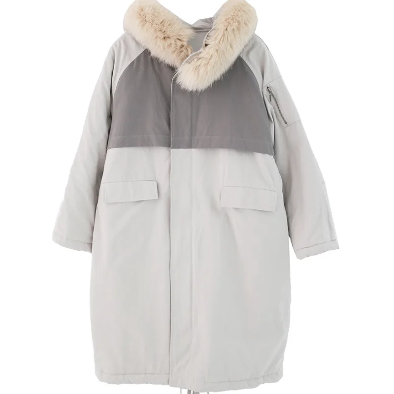 Зимняя Новинка большой меховой воротник Длинная женская армейская оснастка