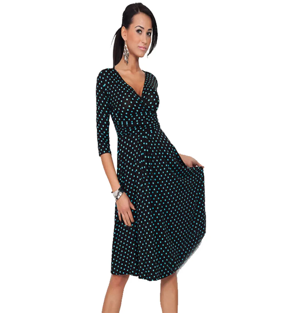 Женские платья хит продаж Свободные повседневные в горошек с v образным вырезом