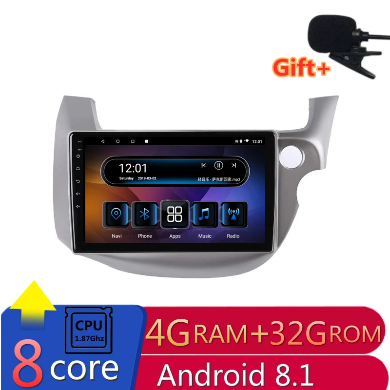 1" 4G 2.5D ips 8 ядерный Android 8,1 автомобильный DVD мультимедийный плеер gps для honda Fit jazz правое Вождение 2008-2013 автомобильный Радио Навигация