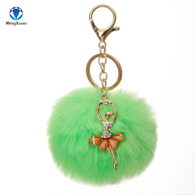 Помпон porte clef pompom de fourrure, цветные брелки из искусственного меха, пушистые Брелоки для ключей, балерина, помпон для девочек, брелок llavero