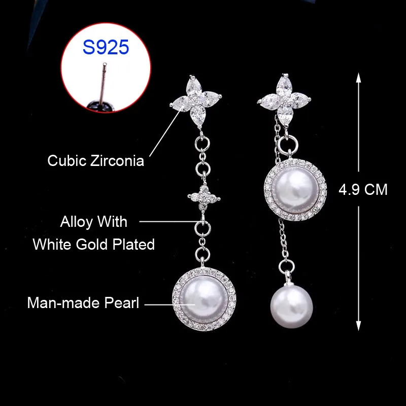 Корейские серьги Red Trees длинные ассиметричные из стерлингового серебра 925 пробы с