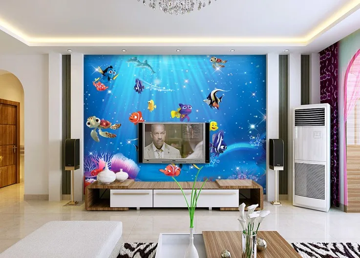 

[Самоклеющиеся] 3D мультфильм рыба прекрасный подводный мир 3 настенная бумага настенная печать настенные наклейки