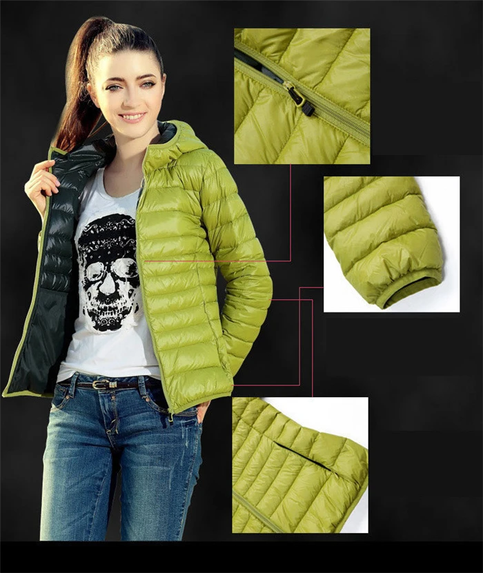 4 colors European and American long-sleeved hooded cotton padded jacket thin section short coat down women parka | Женская одежда