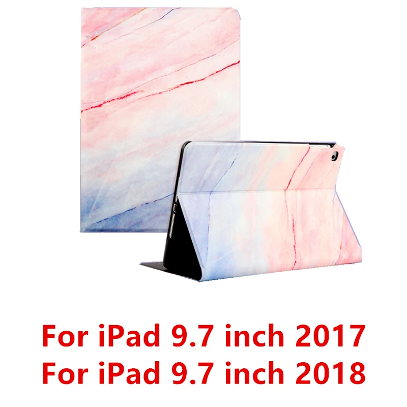 Мрамор чехол для iPad 10,2 из искусственной кожи чехол-подставка чехол для iPad 9,7 воздуха 2/1 Air 10,5 мини 1/2/3/4 с автоматическим включением и отключением экрана - Цвет: Pink 9.7 2017