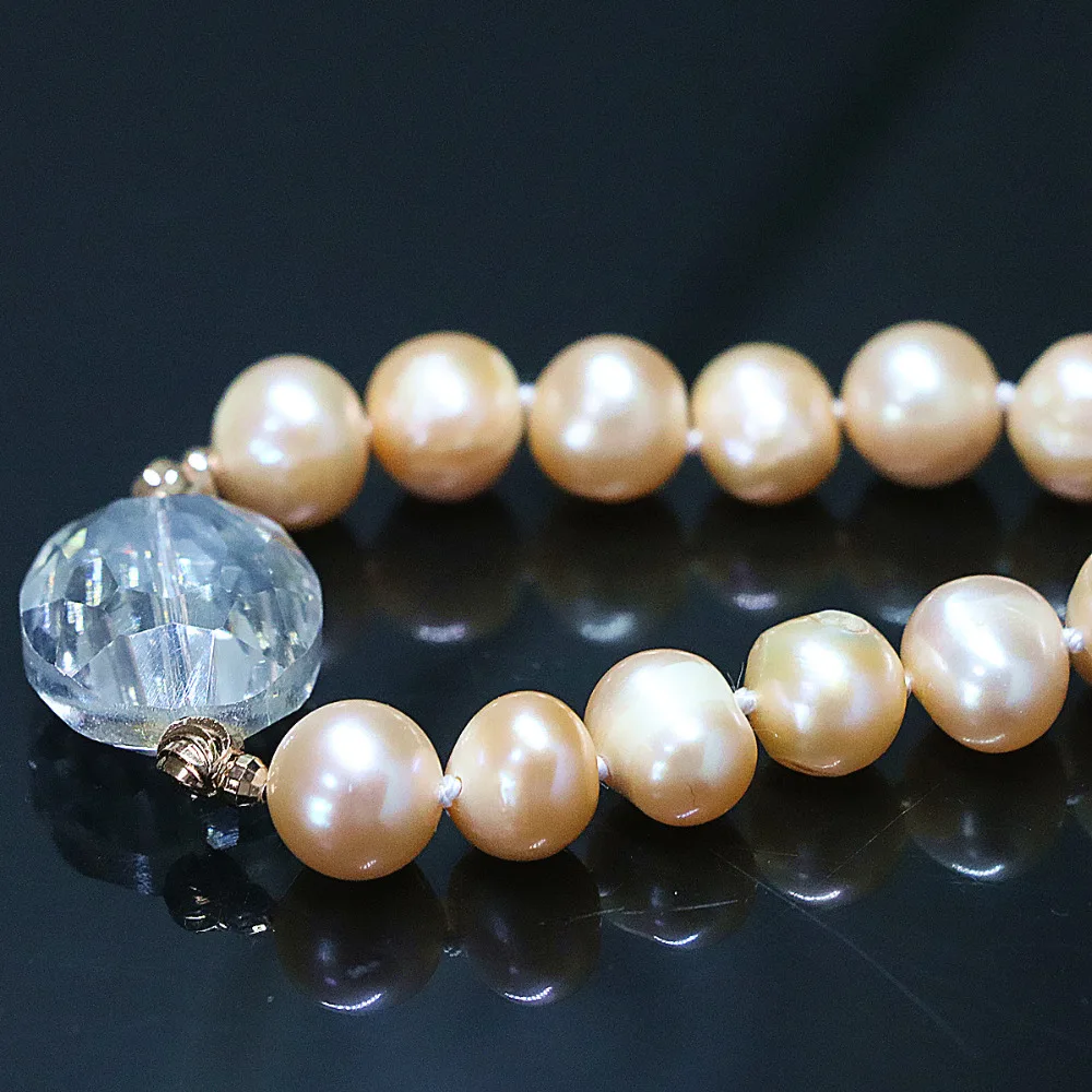 Амулеты подарок натуральный пресноводный оранжевый жемчуг браслет круглые