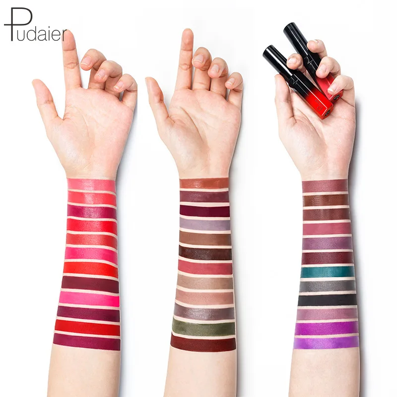Pudaier Nutritious semi matte Liquid Lip Gloss Glitter Flip contrast 36 Colors Pigment Diamond Waterproof Lipstick |