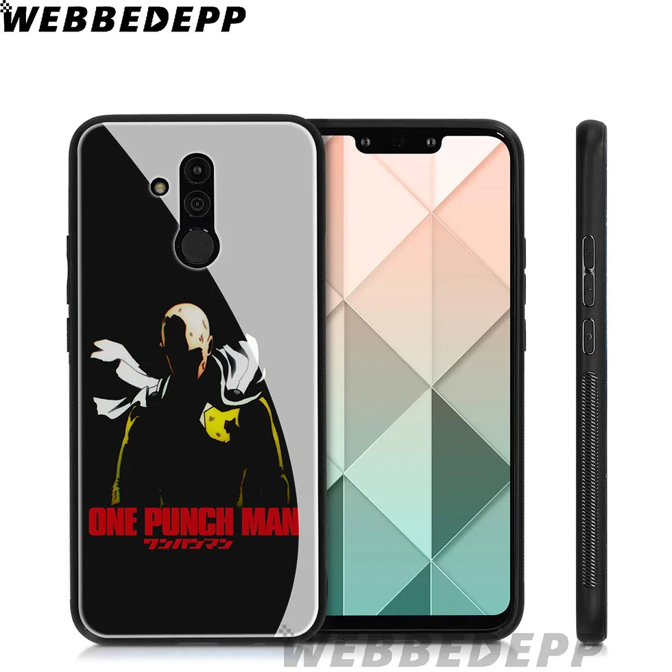 WEBBEDEPP One Punch Man Cartoon Tempered Glass Case for Huawei Mate 20 P20 P10 P Smart 2019 2018 & Honor 10 9 8X 7A Lite Pro |