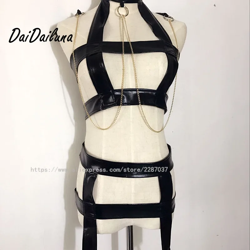 Новинка 2017 года сексуальное женское белье из искусственной кожи SM в комплекте