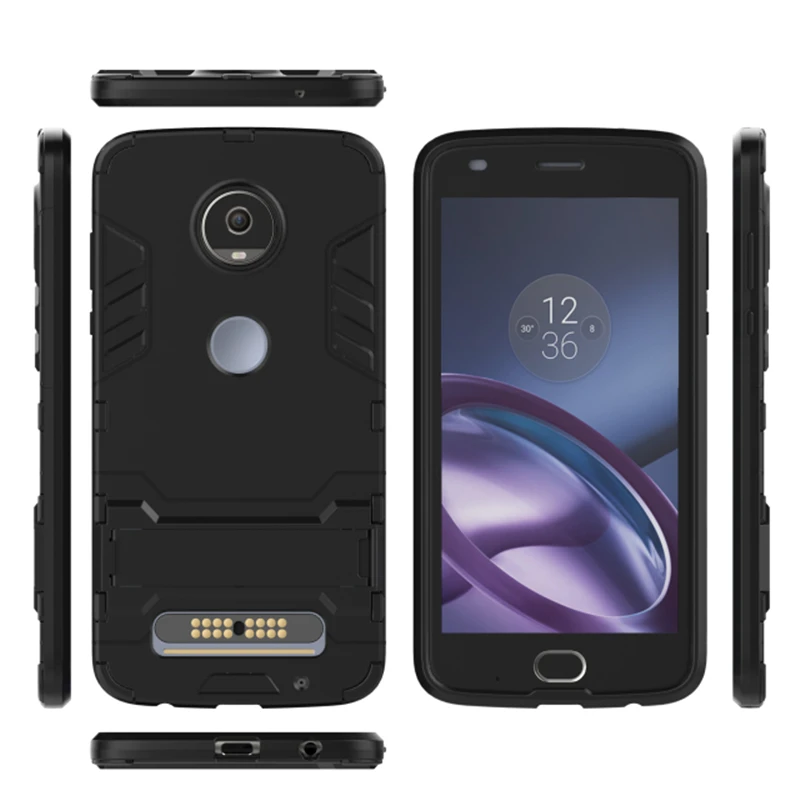 Robot Armor Shockproof Phone Cases For Motorola Moto Z2 Play Hybrid Hard Plasitc + Soft Silicone Stand Cover |