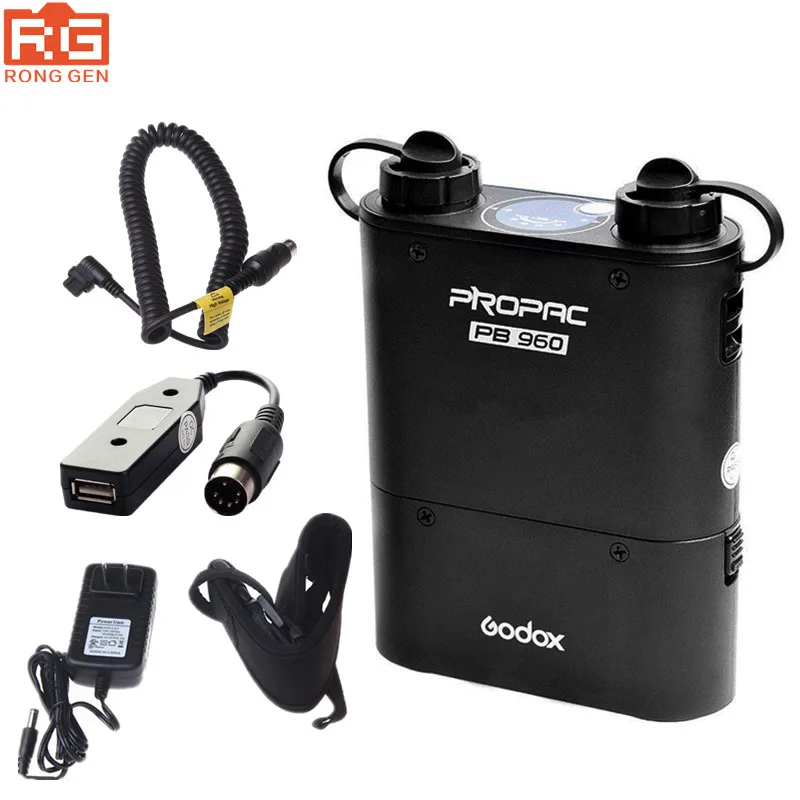 Godox Black PB960 двойной выход Speedlite power battery Pack 4500mAh для Canon Nikon sony Flash+ кабель для зарядки вспышки+ PB-USB