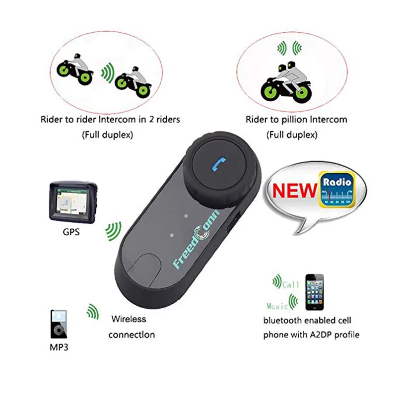 FreedConn T COMVB Bluetooth Interphone Шлемы гарнитуры Беспроводной домофон для 3 всадников + FM