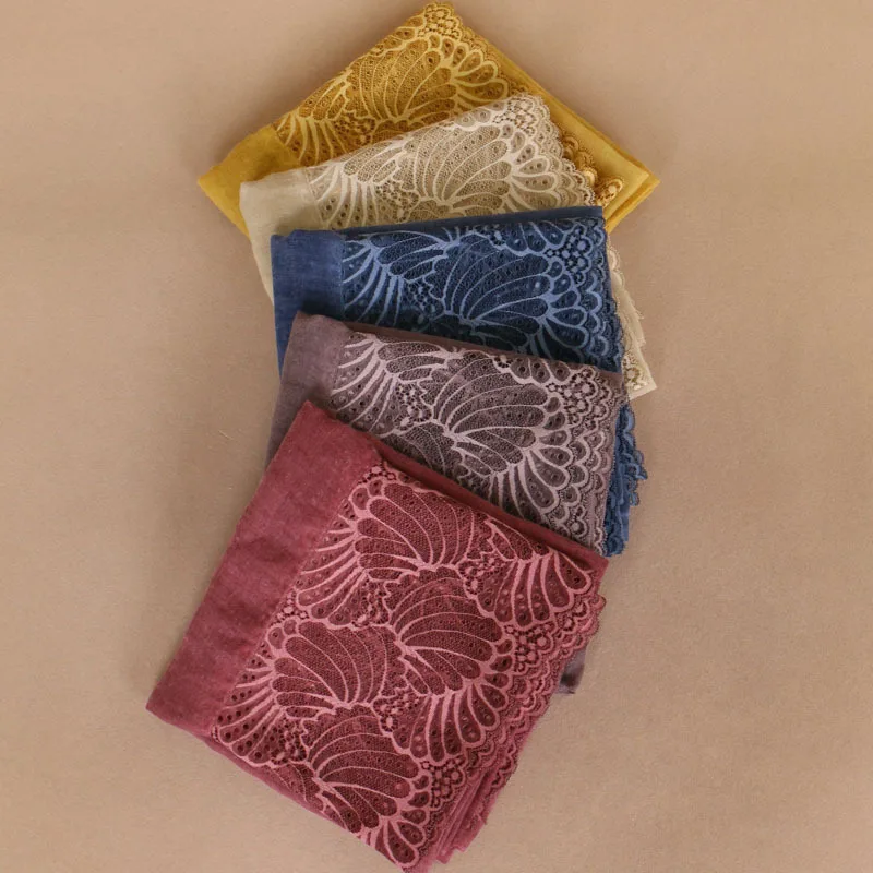 Галстук окрашенный арабский хлопковый женский шарф кружевной однотонный