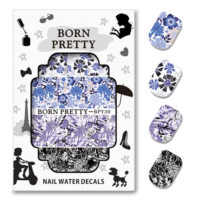 BORN PRETTY Flower Butterfly растения тема дизайн ногтей воды переводные наклейки стикеры 5 простыни детские наборы для ухода за кожей BPY36-40