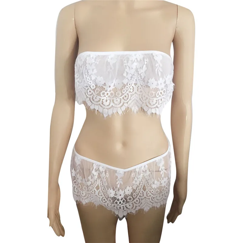 Нижнее белье женское нижнее Babydoll ночное кружевной бюстгальтер g-стринги комплект