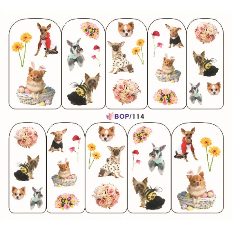 3 листа милый мультфильм наклейки Лак для ногтей Вода печати водяной знак воды