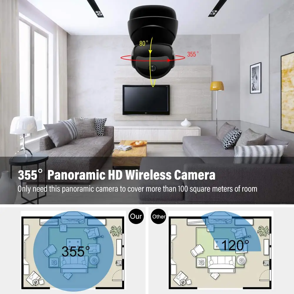 Ip-камера Full HD 1080P WiFi домашняя камера видеонаблюдения с функцией панорамирования/наклона/зума, двухсторонняя аудио камера ночного видения
