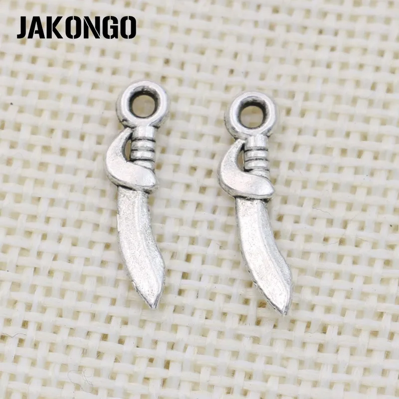 

JAKONGO античный посеребренный нож Очаровательные Подвески для ювелирных изделий Аксессуары для изготовления браслетов фурнитура DIY 20x5 мм 20 ш...
