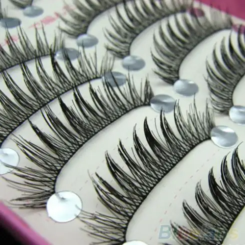 10 пар объемных натуральных черных длинных крестиков толстые ресницы для макияжа