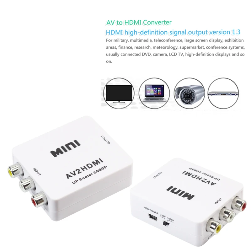 AIXXCO MINI AV to HDMI Audio Converter RCA Male Female Signal Switch Box 1080P for TV VHS VCR DVD | Электроника