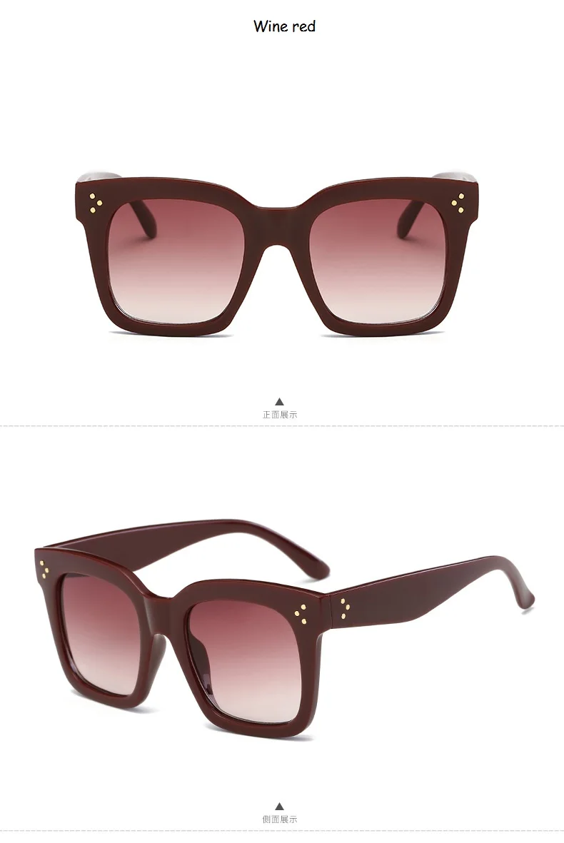 Kim Kardashian Sunglasses Women Flat Top Eyewear Lunette Femme Classic Luxury Brand Sunglasses Ladys Rivet Square Glasses