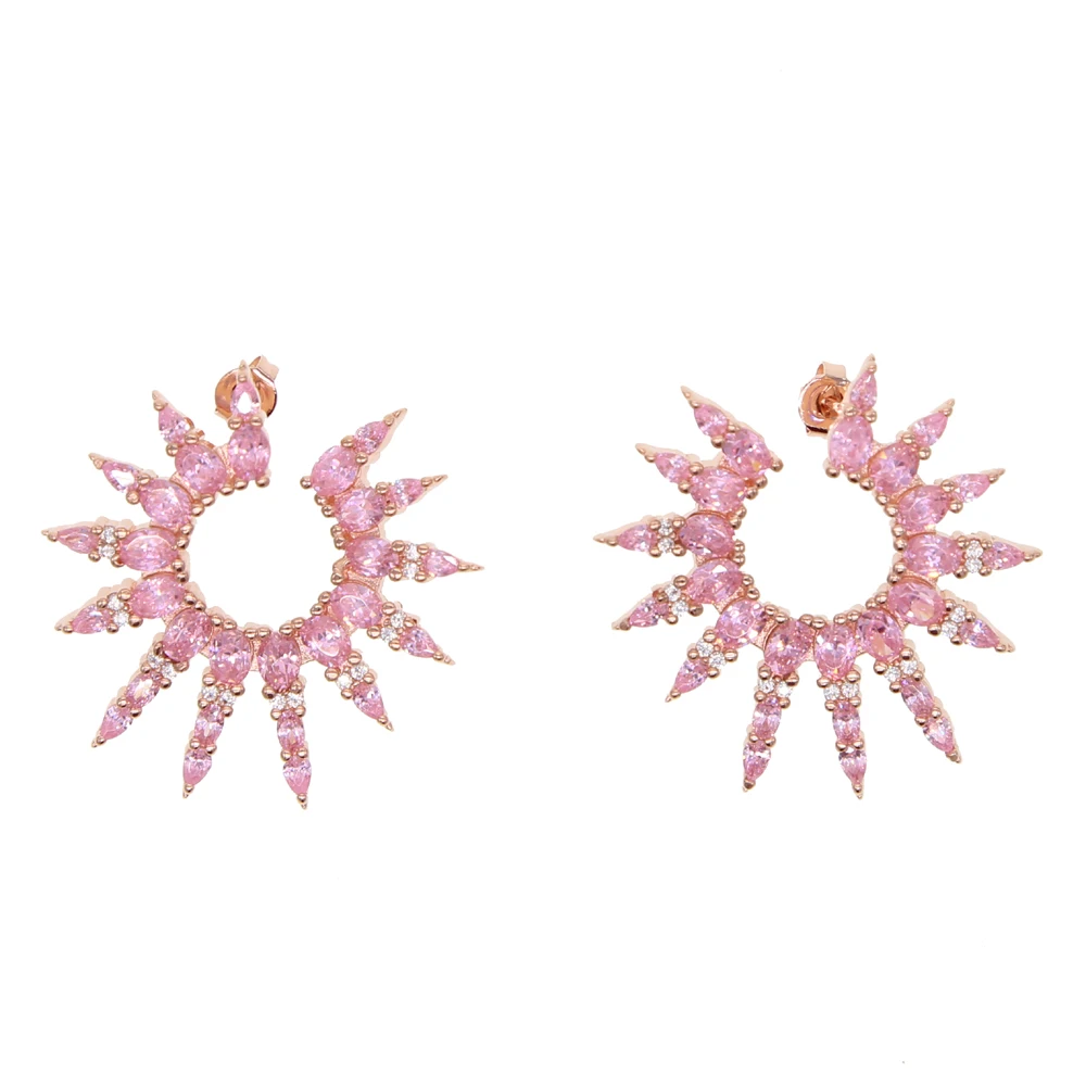 Серьги гвоздики с фианитом высокого качества крупные ювелирные украшения для