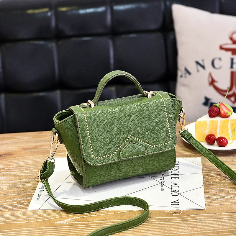 2017 новая мода заклепки pu кожа женщин crossbody сумка женская твердые град сумки