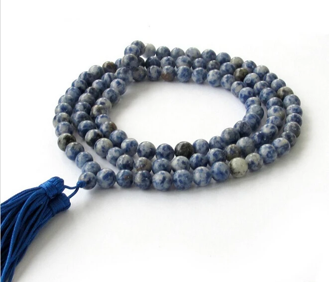 Горячая продажа 8 мм Тибетский буддистский 108 синий молитвенный бисер Mala ожерелье