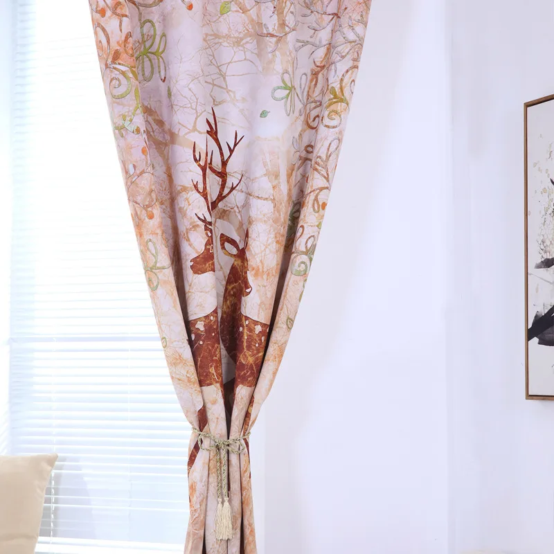 Elk Curtains Blackout Short Digital Printing Animal Curtain for Living Room Child Bedroom Kids Window Decor 1 Pcs | Дом и сад