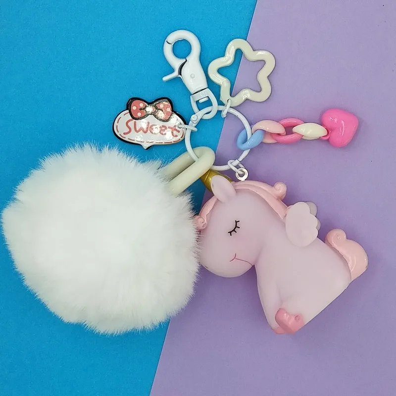 Женские Игрушки Единорог Медведь Кролик плюшевый мячик-подвеска игрушки kawaii мультфильм животное брелок Сжимаемый кулон игрушки