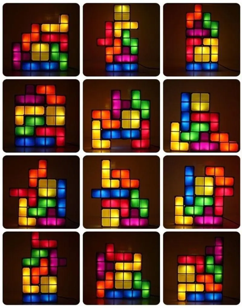 Настольная Светодиодная лампа для тетрис с забавным светом|Новизна освещения| |