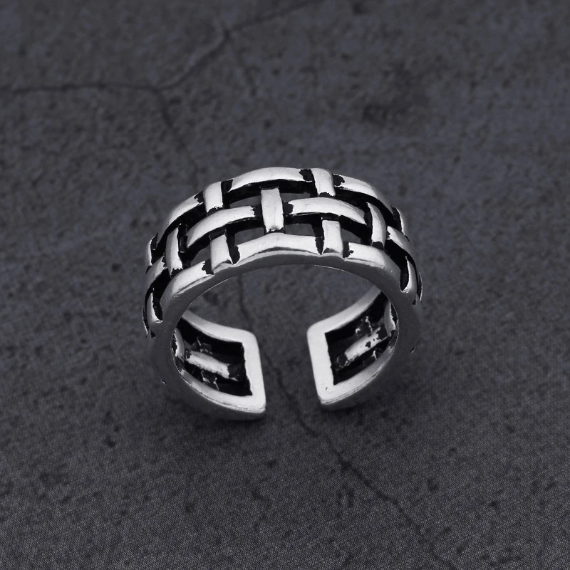 1Pc Vintage Hollow Out Weave Open Ring For Women Personality Antique Silver Multilayer Finger Adjustable Jewelry R36 | Украшения и