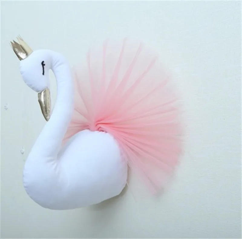 Pink Swan 3D голова животного настенное крепление Зебра/Слон/жираф детская комната Настенное подвесное украшение на день рождения Рождественский подарок - Цвет: Pink Swan