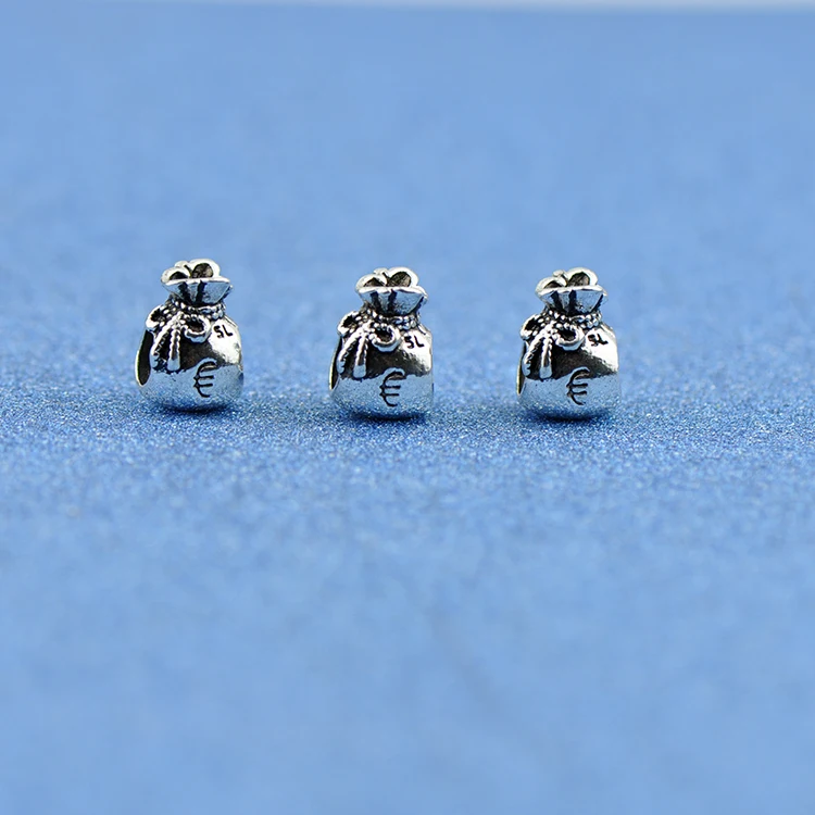 Винтажный Панк Серебряный цвет кошелек бусины Подвески Fit Pandora Браслеты ожерелья