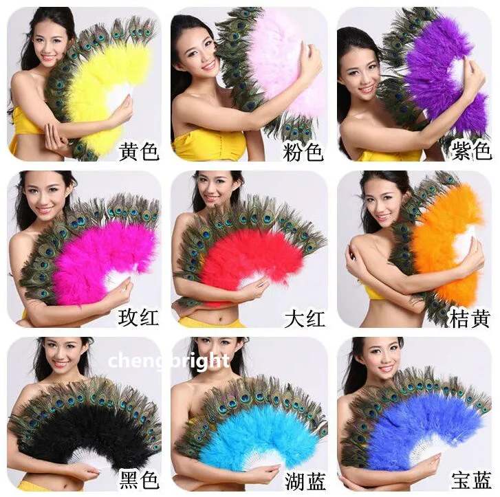 Оптовая продажа 1 шт. красивое натуральное павлинье перо веер для танцевальных