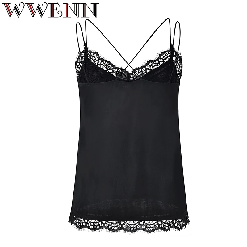 2020 Sexy Summer Women Tops Sleeveless High Quality Silk Lace Blouse Femme Crop top Ladies Office Shirt Clothes Blusas Mujer | Женская