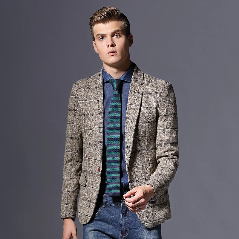Модный повседневный приталенный Блейзер брендовая одежда для мужчин мужская