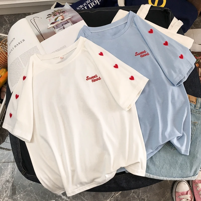 

T shirt Summer Cotton Print Embroidery Women Tshirt Harajuku Streetwear Vintage blusas femininas Gothic Korean Riverdale Tops
